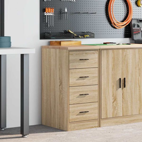 vidaXL Garage Storage Cabinet Sonoma Oak 40x51x85 cm Solid Wood Pine