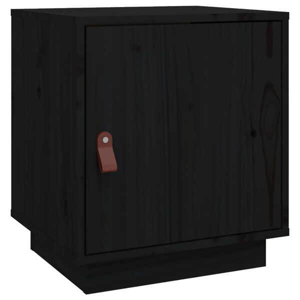 vidaXL Bedside Cabinet Black 40x34x45 cm Solid Wood Pine