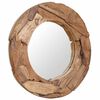 vidaXL Decorative Mirror | Brown | Teak and glass | 80 cm diameter