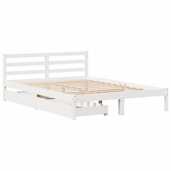 vidaXL Bed Frame without Mattress White 135x190 cm Double Solid Wood Pine