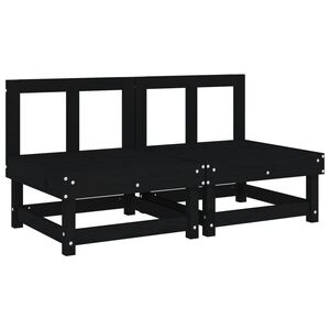 vidaXL Garden Middle Sofas 2 pcs Black Solid Wood Pine