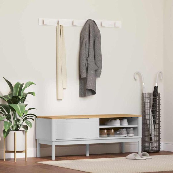 vidaXL Hallway Bench FLORO White 115 x 40 x 45 cm Solid Pine Wood