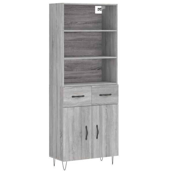 vidaXL Highboard Grey Sonoma 69.5x34x180 cm Engineered Wood