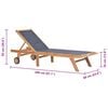 vidaXL Folding Sun Lounger with Wheels Solid Teak and Textilene
