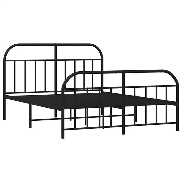 vidaXL Metal Bed Frame without Mattress with Footboard Black 135x190cm