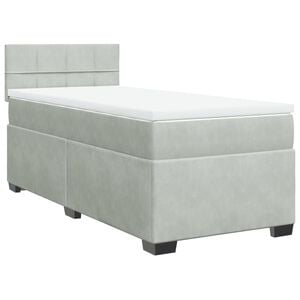 vidaXL Box Spring Bed with Mattress Light Grey 90x200 cm Velvet