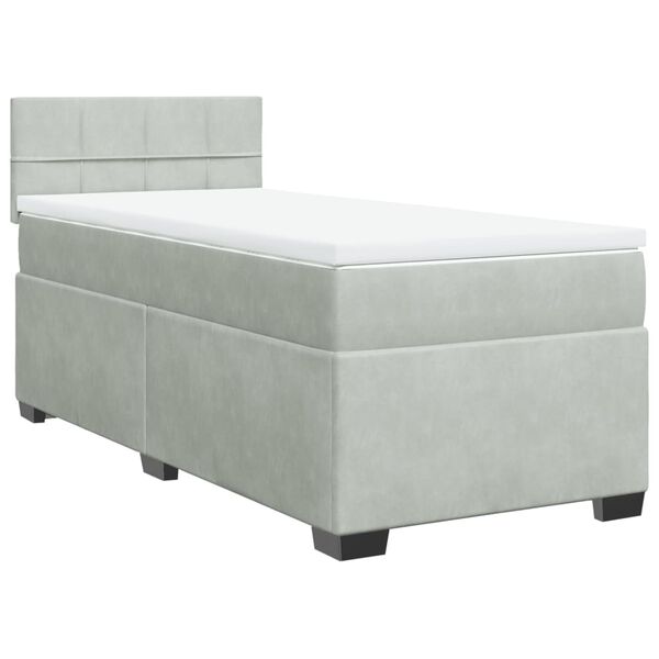 vidaXL Box Spring Bed with Mattress Light Grey 90x200 cm Velvet