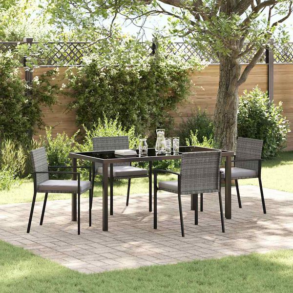 vidaXL Garden Dining Set 5 pcs Grey Powder-Coated Steel