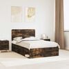 vidaXL Bed Frame Smoked Oak 120 x 200 cm Solid Pine Wood