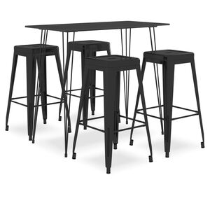 vidaXL Bar Set | Black | MDF, Metal | Stackable | Bar Set | Rectangular | Modern