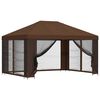 vidaXL Garden Gazebo with Sidewalls 4 x 3 m Brown Polyester and Steel