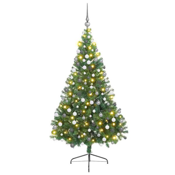vidaXL Artificial Pre-lit Christmas Tree Green 180 cm PVC