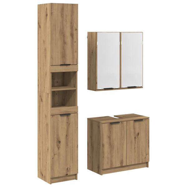 vidaXL Bathroom Cabinet Set 3 pcs Artisan Oak Engineered Wood
