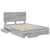 vidaXL Bed Frame with Drawer Grey Sonoma 140 x 190 cm Engineered Wood