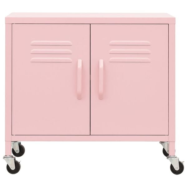 vidaXL Storage Cabinet Pink 60x35x56 cm Steel
