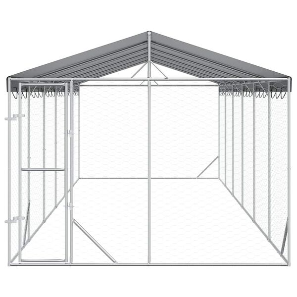 vidaXL Outdoor Dog Kennel with Roof Silver 3x9x2.5 m Galvanised Steel