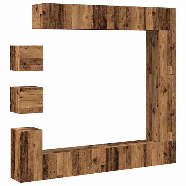 vidaXL 9 Piece TV Cabinet Set Wall-mounted Old Wood Engineered Wood