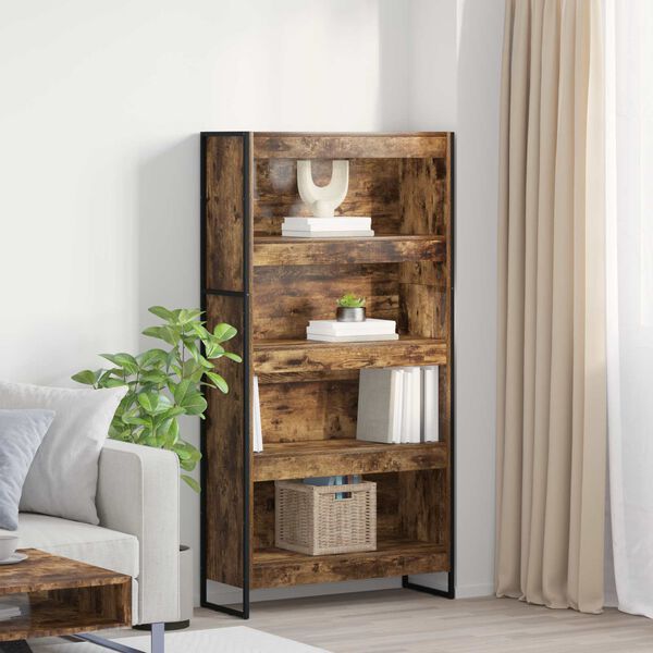 vidaXL Book Cabinet 2 pcs Smoke Oak 80 x 30 x 155 cm Engineered Wood