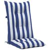 vidaXL Garden Highback Chair Cushions 4 pcs Blue&White Stripe 120x50x7 cm Fabric