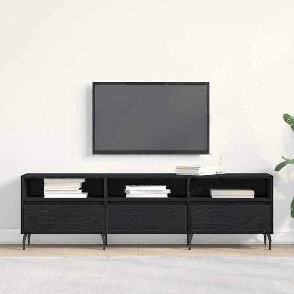 vidaXL TV Cabinet Black Oak 150 x 30 x 44.5 cm Engineered Wood