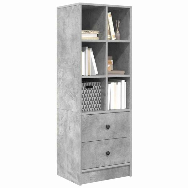 vidaXL Highboard with Drawer Concrete Grey 45.5 x 34 x 127 cm