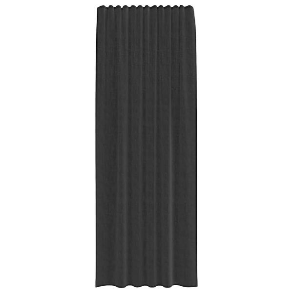 vidaXL Voile Curtains with Rod Pockets 2 pcs Black