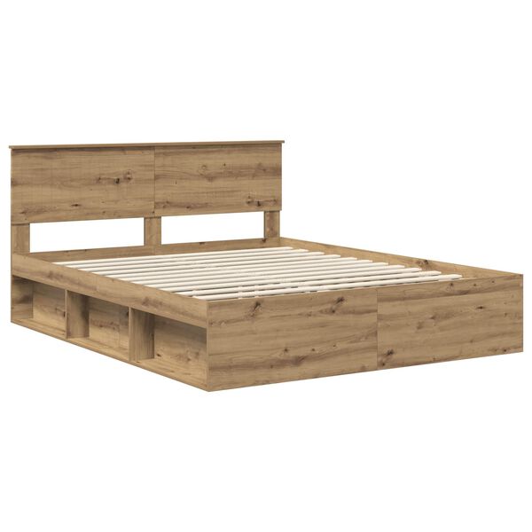 vidaXL Bed Frame Artisian Oak 160 x 200 cm Solid Pine Wood