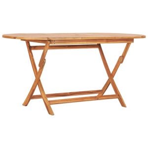 vidaXL Dining Table | Natural Teak | Solid Teak Wood | 160x80x75 cm | Foldable