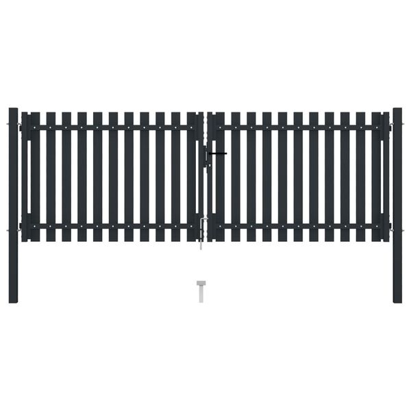 vidaXL Double Door Fence Gate Steel 300x125 cm Anthracite