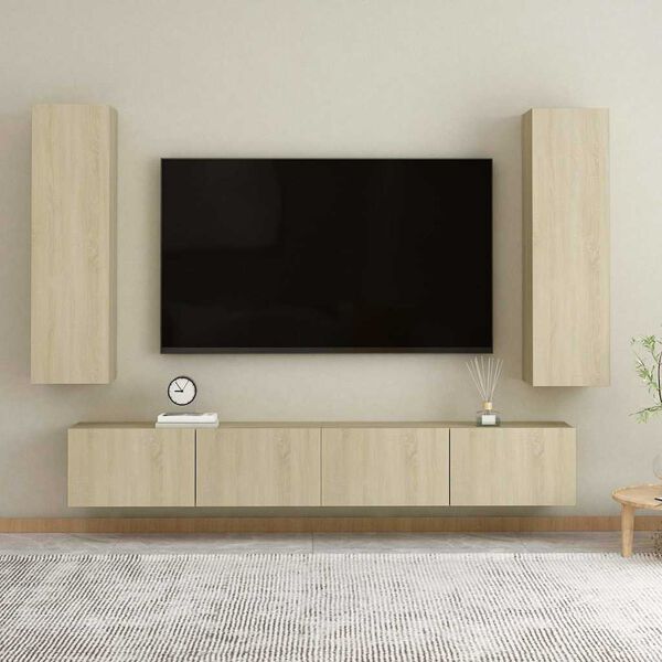 vidaXL 4 Piece TV Cabinet Set Sonoma Oak Engineered Wood