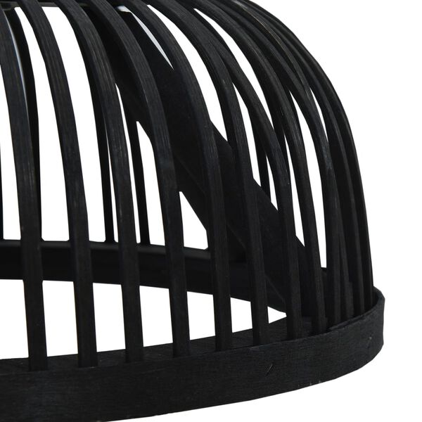 vidaXL Pendant Lamp Black Bamboo 40 W 34x14.5 cm Semicircle E27