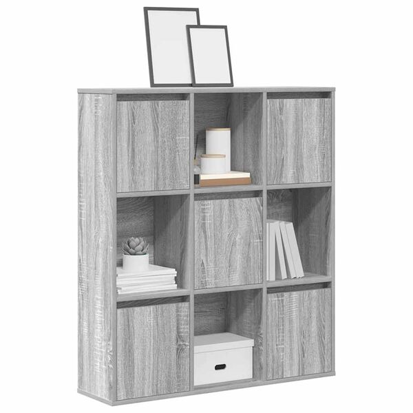 vidaXL Bookcase Grey Sonoma 89x24x101.5 cm Engineered Wood