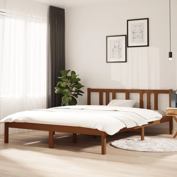 vidaXL Bed Frame without Mattress Honey Brown Solid Wood 150x200 cm King Size