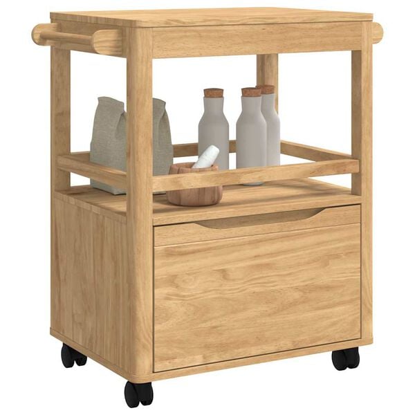 vidaXL Kitchen Trolley FLORO Wax Brown 72.5 x 45 x 80 cm