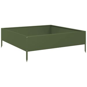 vidaXL Garden Raised Bed Olive green 100x100x33.5 cm Steel