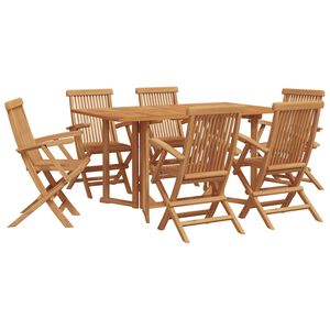 vidaXL Garden Dining Set 7 pcs Brown 150 x 90 x 75 cm Solid Teak wood
