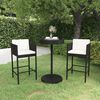 vidaXL 3 Piece Garden Bar Set with Cushions Poly Rattan Black