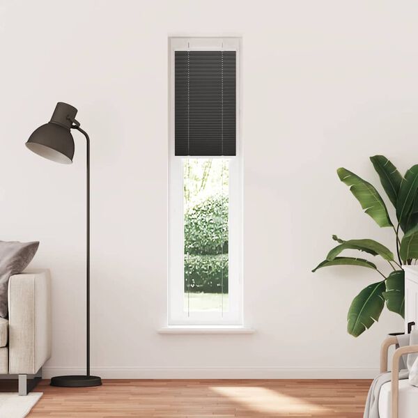 vidaXL Pleated Blind Black 40x200 cm Fabric Width 39.4 cm Polyester