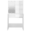 vidaXL Dressing Table with LED High Gloss White 74.5x40x141 cm