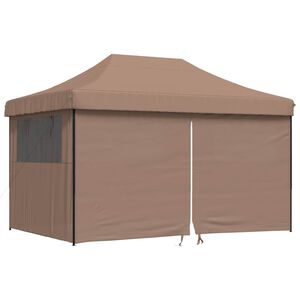 vidaXL Foldable Party Tent Pop-Up with 4 Sidewalls Brown