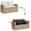 vidaXL 5 Piece Garden Sofa Set with Cushions Beige Poly Rattan Acacia