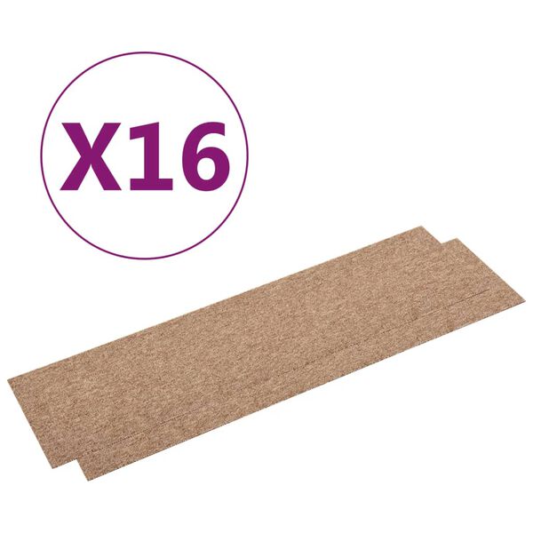 vidaXL Carpet Floor Tiles 16 pcs 4 m&sup2; 25x100 cm Beige