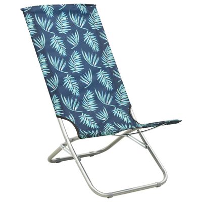 vidaXL Folding Beach Chairs 2 pcs Leaf Print Fabric