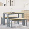 vidaXL 3 Piece Dining Set Panama Grey Solid Wood Pine
