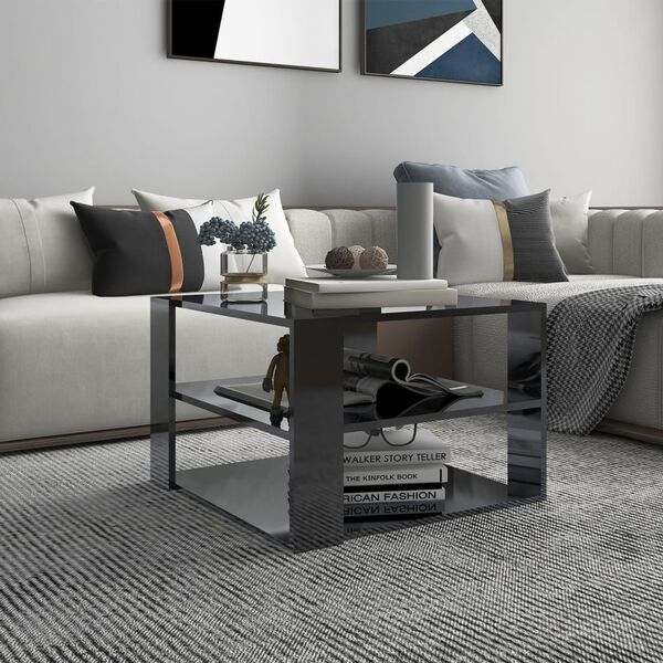 vidaXL Coffee Table High Gloss Grey 60x60x40 cm Engineered Wood