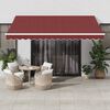 vidaXL Manual Retractable Awning with LED Burgundy 400x350 cm