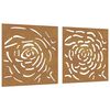vidaXL Garden Wall Decorations 2 pcs 55x55 cm Corten Steel Rose Design
