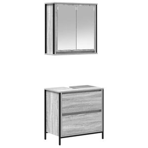 vidaXL 2 Piece Bathroom Furniture Set Grey Sonoma Engineered Wood