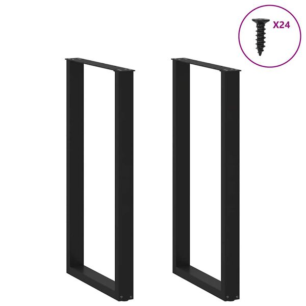 vidaXL Bar Table Legs U-Shaped 2 pcs Black 60x(110-111) cm Steel