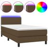 vidaXL Box Spring Bed with Mattress&LED Dark Brown 80x200cm Fabric